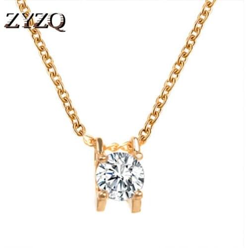 ZYZQ Trendy Classic Women Necklace With Shiny Cubic Zircon Stone Two Color Available Wedding Engagement Accessories Jewel