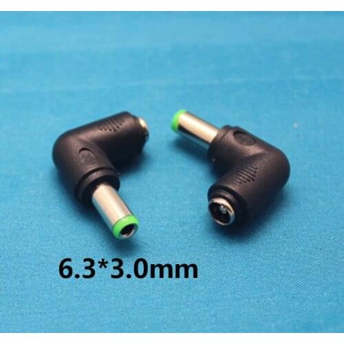 100pcs 6.3*3.0mm Bending Angle DC Connector Jack Plug Converter Head 5.5*2.1mm Mother Female to Male 6330 Power Adapter