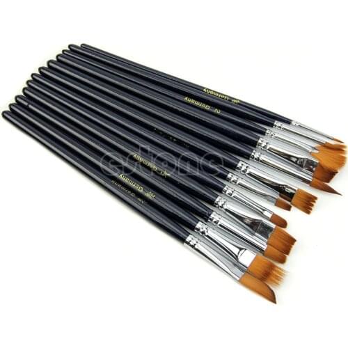 12pcs/set Acrylic Art Craft Artist Oil Watercolor Painting Paint Brush Hot sale Jul19_25