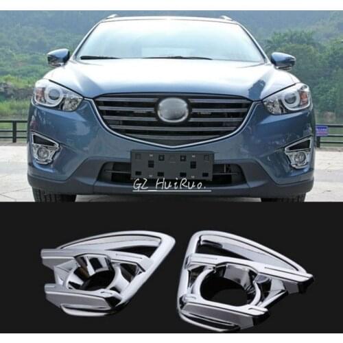 Chrome Front Fog Light Shade Hoods Trim For Mazda CX-5 2015 Lamp Covers Frame Decoration Auto Exterior Accessories
