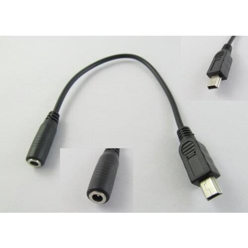 2pcs DC Power Jack Female 3.5mm x1.35mm to USB Mini 5 Pin Male Cable 20cm Black
