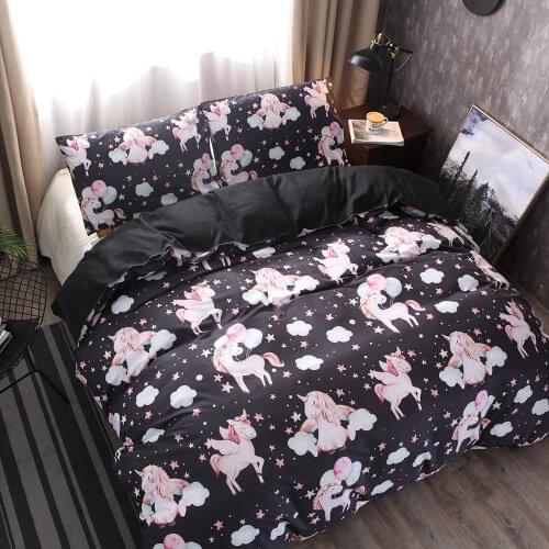2020 Newly Home Textile Bedding Set Unicorn Pattern Child Home Bed Qulit Cover and Pillowcase couverture de lit T499