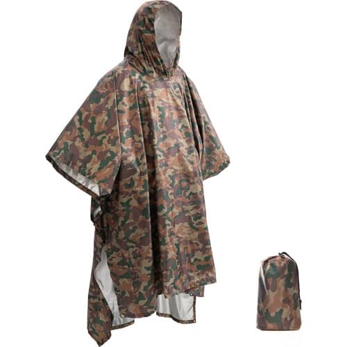 3 in 1 Raincoat Backpack Rain Cover Rain Coat Hood Hiking Cycling Rain Cover Poncho Raincoat Waterproof Outdoor Camping Tent Mat