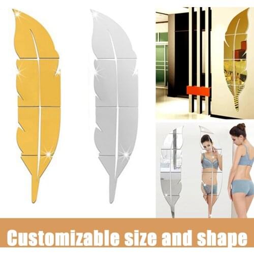 3D DIY Feather Plume Mirror Wall Sticker Mural Home Decor Paris Romantic Adesivo De Parede Vinilos Decorativos Para Paredes Hot
