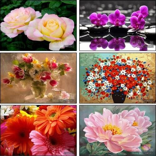 5d Diy DIY Diamond Painting Stickers Decorative Painting Rhinestone Mosaic Cross Stitch Pattern Diamond Embroidery Flower