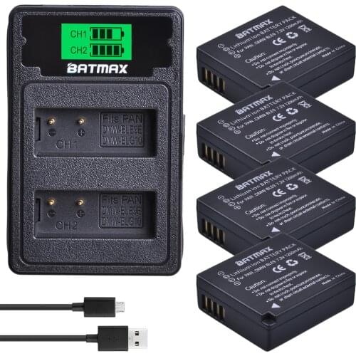 Batmax DMW-BLG10 DMW-BLE9 BLE9E BP-DC15 Camera Battery +LCD Dual USB Charger for Panasonic LUMIX GF5 GF6 GX7 LX100 GX80 GX85