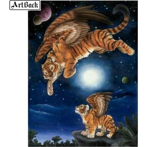 5d diy diamond painting flying tiger picture full square diamond embroidery animal new arrival diamond mosaic 3d wall sticker