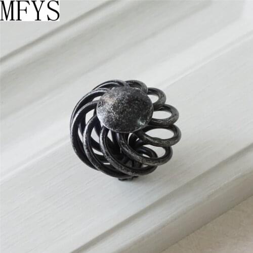Antique Black Silver Dresser Drawer Knobs Pulls Handles Wrought Iron Look Cabinet Door Knobs Hardware Rustic Cottage Chic