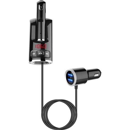 Wireless 5.0 FM Transmitter Handsfree Car Kit Wireless Car MP3 Audio Player With 3.5mm Socket Port QC3.0 Fast Charger