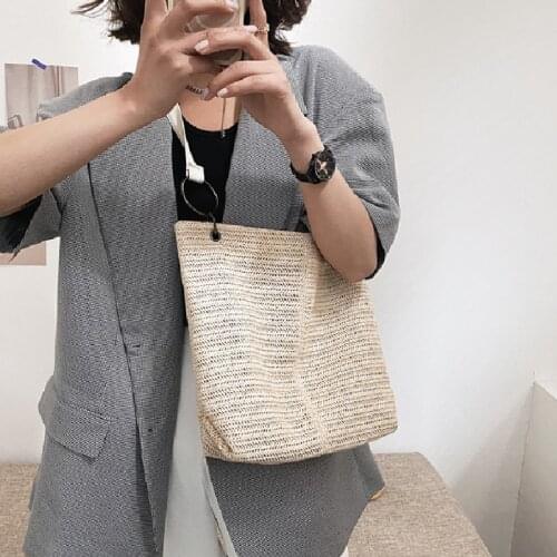 Large Casual Tote Straw Weave Beach Bag Bolsos De Playa 2021 Big Shoulder Bag Shopper Crossbody Bags Women Handbags Sac A Main