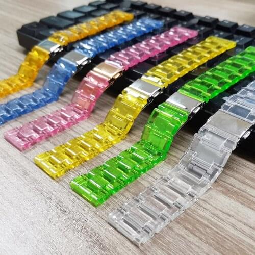 22mm 20mm Clear Resin Bracelet for Samsung Galaxy Watch 3 Band 41mm 45mm Active 2 Strap for Garmin Vivoactive 4 3/Venu/HR Belt