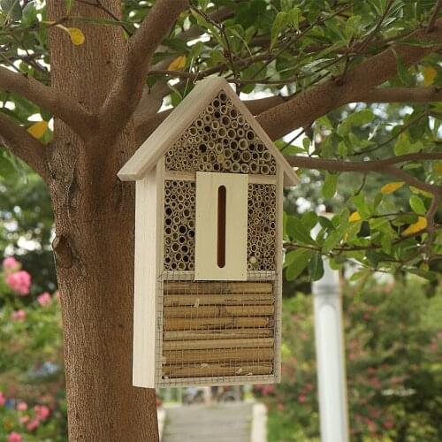 Insect Butterfly Bee Wooden House Natural Garden Bug Nest Hanging Shelter Garden Insects Box Beekeeping Supplies
