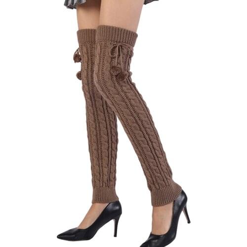 Leg Warmers Women Knitted Crochet Legging Warm Long Knee-stocks Womens Simple Solid Color All-match Female Trendy Casual