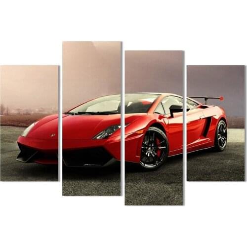 4 Panel Sports car picture Canvas Painting Oil Painting Print beautiful Home Decor Art Wall Picture For Living Room Unframed