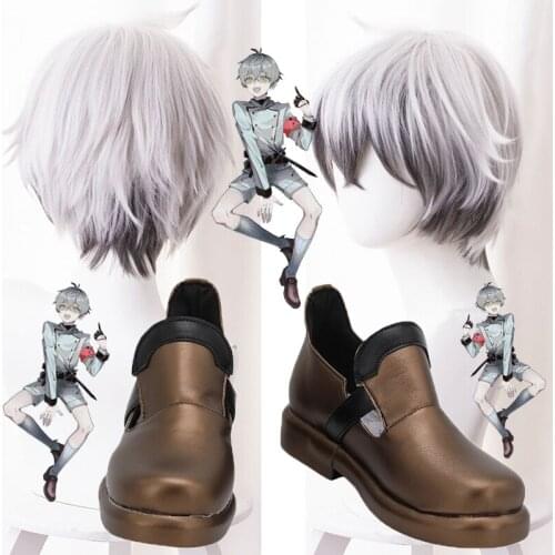 Arknights Mephisto Cosplay Short silver hair wigs Shoes Boots Halloween Carnival Cosplay Costume Accessories for Men and Women