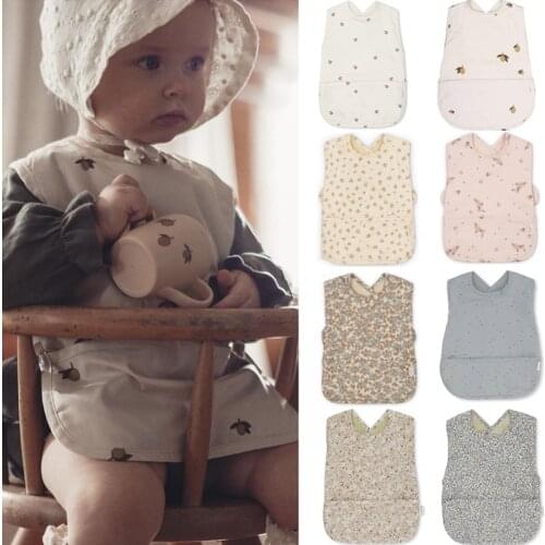 KS Denmark Brand Floral Cute Baby PU Waterproof Bib Vest Infant Feeding Bibs Boy Girl Saliva Towel Handicraft Making Clothing