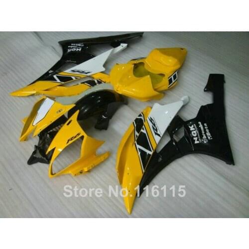 Injection molding ABS fairing kit for YAMAHA YZF R6 2006 2007 yellow white black fairings set YZF-R6 06 07 NB027
