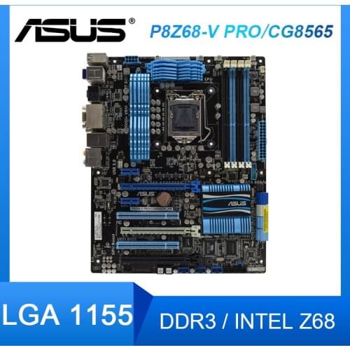 ASUS P8Z68-V PRO/CG8565/DP_MB Original PC Motherboards Intel Z68 LGA 1155 DDR3 ATX Desktop Motherboard VGA+DVI Kit