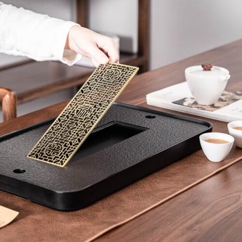 Metal Stone Japanese Tea Tray Drain Modern Black Tea Table Trays Decorative Rectangle Vassoio Decorativo Quality Room ZP50CP