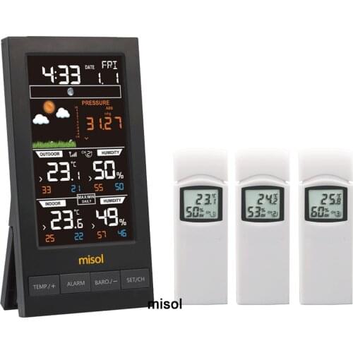 MISOL /1pcs misol Wireless weather station with 3 sensors, 3 channels, color screen