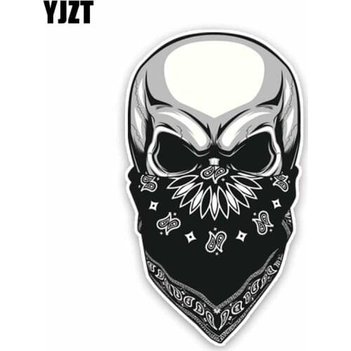 YJZT 6.4CM*11.6CM Personality Skull Mask Car Sticker Window Body Motorcycle Decal 6-2361