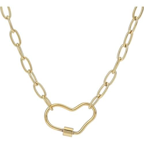 Irregular Carabiner Pendant Necklace for Women Punk Hip Hop Chunky Chain Choker Minimalist Collier Femme Statement Couple Gifts