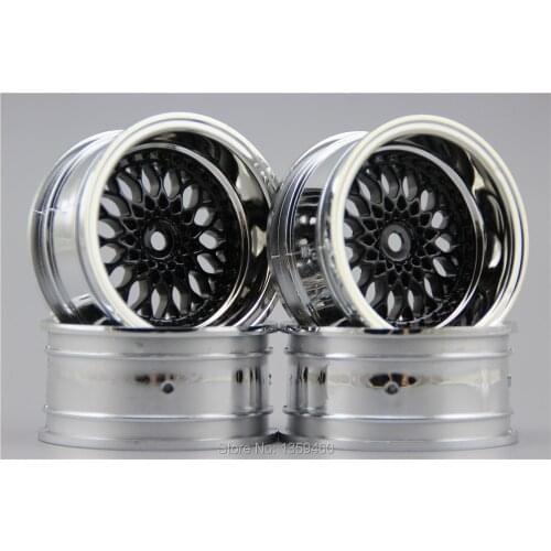 4pcs 1/10 Touring&Drift Nylon Wheel Rim Y12CB(Chrome+Painting Black) 3/6/9mm offset for 1:10 Touring&Drift Car 1/10 Rim 10039