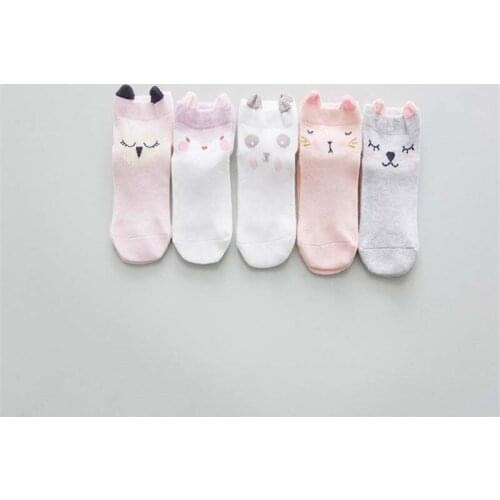 Cartoon Animal Ears Bow Socks Invisible Childrens Antislip Pack Calcetines for Girls Kids Toddler baby stopki Cotton