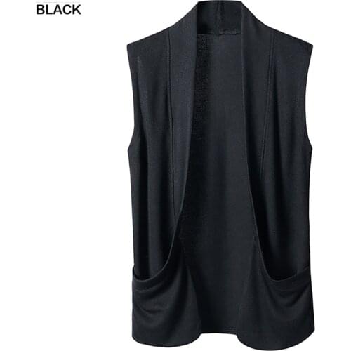 New Men fashion Cardigan Sleeveless Loose Solid Color Tops Shawl Waistcoat Vest Top drop ship Hot Selling Promotion clothes