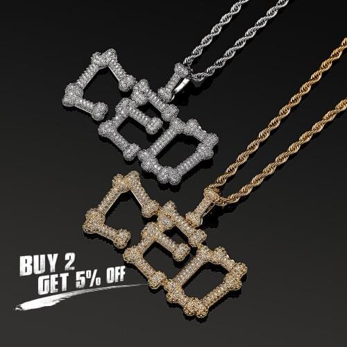 JINAO NEW Stitching Letter Charm Ice Cravejado Cubic Zircon Custom Bone Design Letters With 4mm tennis chain Jewelry For Gift