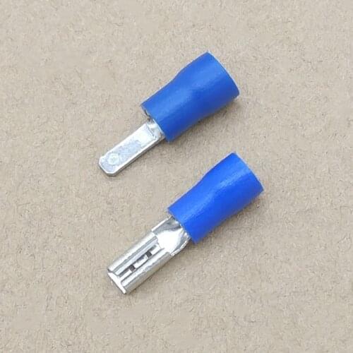 50pcs Blue 2.8mm Spade Crimp Terminal 2.8 mm Male Female Pre Insulated Electrical Connectors for 16AWG - 14AWG Wire