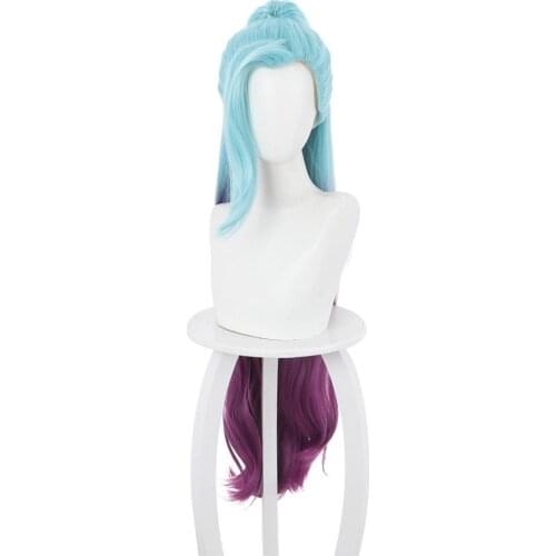 LOL KDA Groups Seraphine Cosplay Wig 100cm Heat Resistant Synthetic Hair Carnival Halloween Party Props