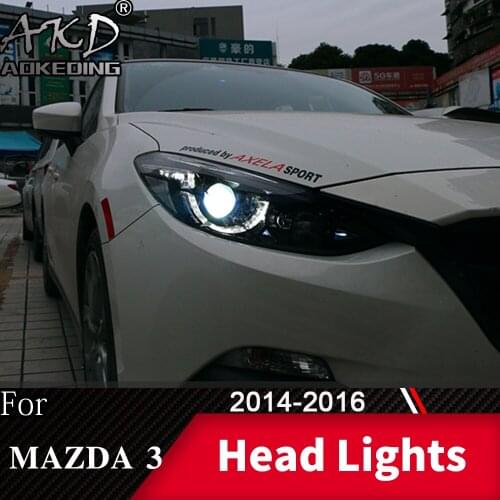 Head Lamp For Car Mazda 3 Axela 2014-2016 Mazda3 Headlights Fog Lights Day Running Light DRL H7 LED Bi Xenon Bulb Car Accessory