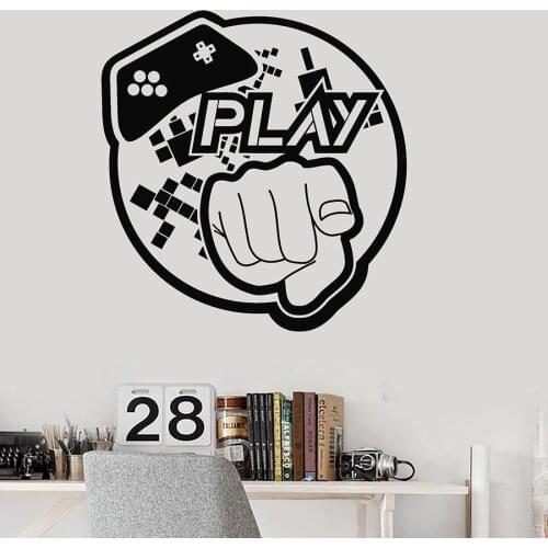 Play Games Wall Decal Video Game Hand Pattern Art Teen Room Playroom Interior Decor Gaming Vinyl Window Stickers Creative M235