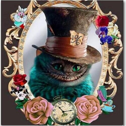 Full round square diamond Puzzle Cat Clock Flower Diy diamond painting mosaic art Animal Cartoon 5d embroidery Sale,Wall Art S91