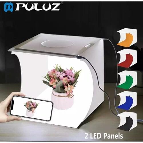 Portable 2LED Folding Lightbox Photography LED Light Room Photo Studio Light Tent Soft Box Backdrops 1100LM for DSLR Camera
