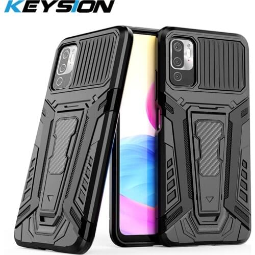 KEYSION Shockproof Armor Case For Xiaomi POCO M3 Pro 5G X3 GT NFC F3 Stand Phone Cover for Redmi Note 10 5G 10 Pro Max 10S 9S 9T