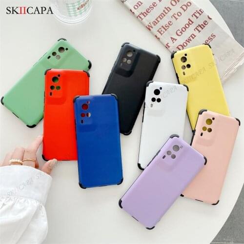 Four Corners Shockproof Matte Phone Case For VIVO V21E V21 S9E Y72 X60 Pro 5G Candy Color Soft Silicone Cover For IQOO 7 NEO 5