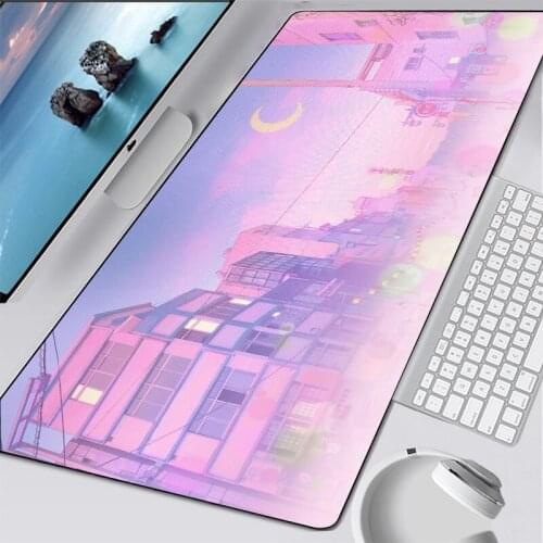 Anime Sailor Moon landscape Pink mouse pad laptop Gaming mouse pad lock edge mat Large Mouse Pad Keyboards manga Mat Carpet Gift