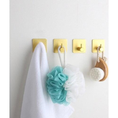 1pc Self Adhesive Hooks Home Kitchen Wall Door Hook Key Holder Rack Clothes Coat Bag Hanger Bathroom Towel Rack Aluminum