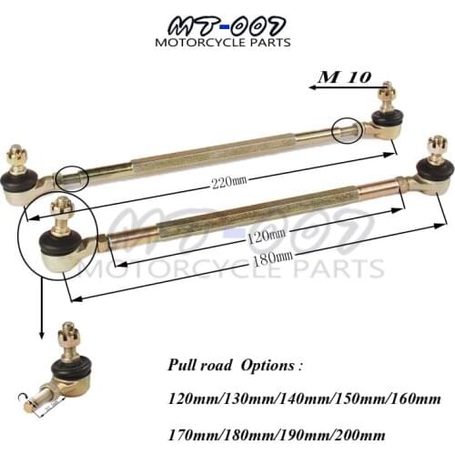 M10 120mm/130mm/140mm/150mm/160mm Ball Joiner Bolt Tie Rod 50cc 70cc 110cc Quad Dirt Bike ATV Go Kart Dune Buggy