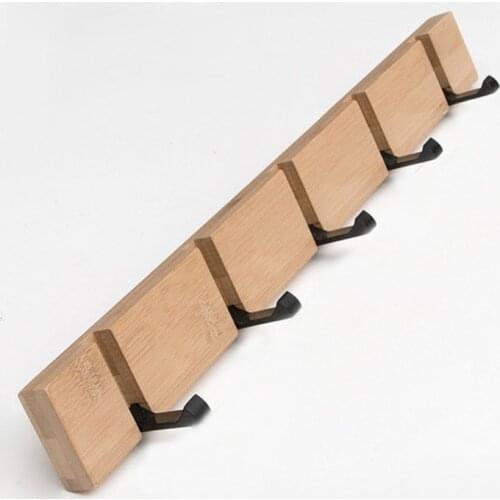 Foldable Coat Rack Keys Holder Towel Hanger Wall Mounted Wooden Robe Clothing 2/3/4/5 Hooks for Kitchen Bathroom Door Shelves