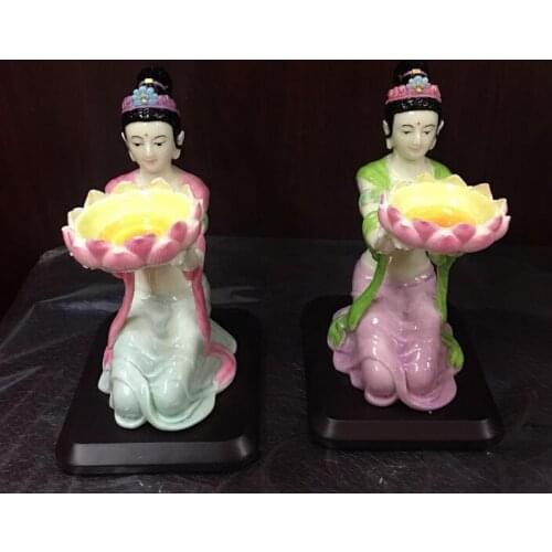 Resin colored fairy holder lady small like ghee lamp holder painted furniture interior decoration statues sculpture Home wedding