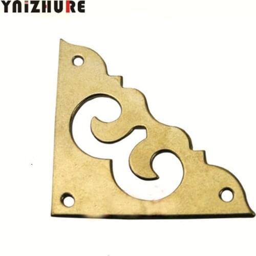 16pcs 30mm Chinese Antique Furniture Copper Wrap Angle Corner Piece Cabinet Door Corner Flower Piece Of Hardware Accessories