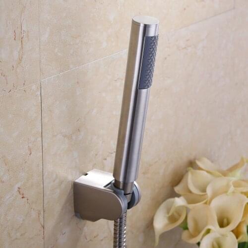 Bathroom Round Handheld Shower Head 304 Stainless Steel Brushed Nickel Connector Adjustable Wall Holder Set