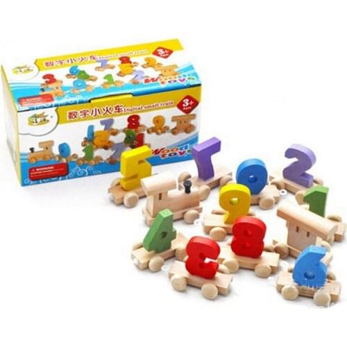 WoodenDigital small train toys,Drag the toy,Childrens intelligence development education toys,Math Toys