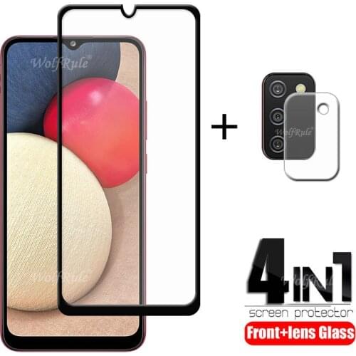 4-in-1 For Samsung Galaxy A02S Glass For Samsung A02S Screen Protector For Samsung M21 A12 A21S A31 A41 A51 A71 A02S Lens Glass