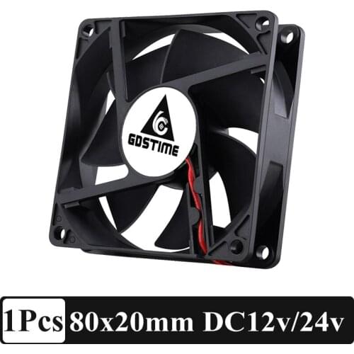1pcs Gdatime DC 12V/24V 80MM 8CM 80X80X20MM Cooling Fan Sleeve Cooler Axial Fan for PC Laptop Computer Case Industry
