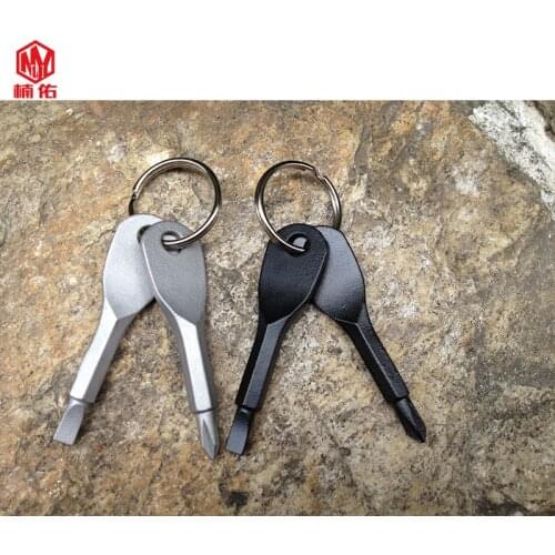 2 Set Of Stainless Steel Mini EDC Multi-Function Screwdriver Pocket Repair Key-Shaped Slotted Screwdriver