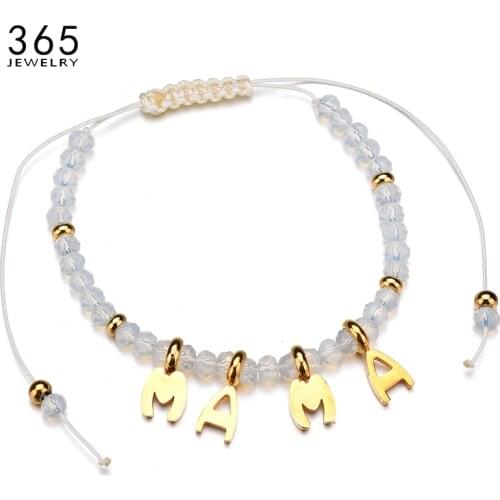 2018 New Arrival Beautiful MAMA Letters Charm Bracelet For Women Acrylic Beads Rope Adjustable Pulseras Mujer Drop Shipping